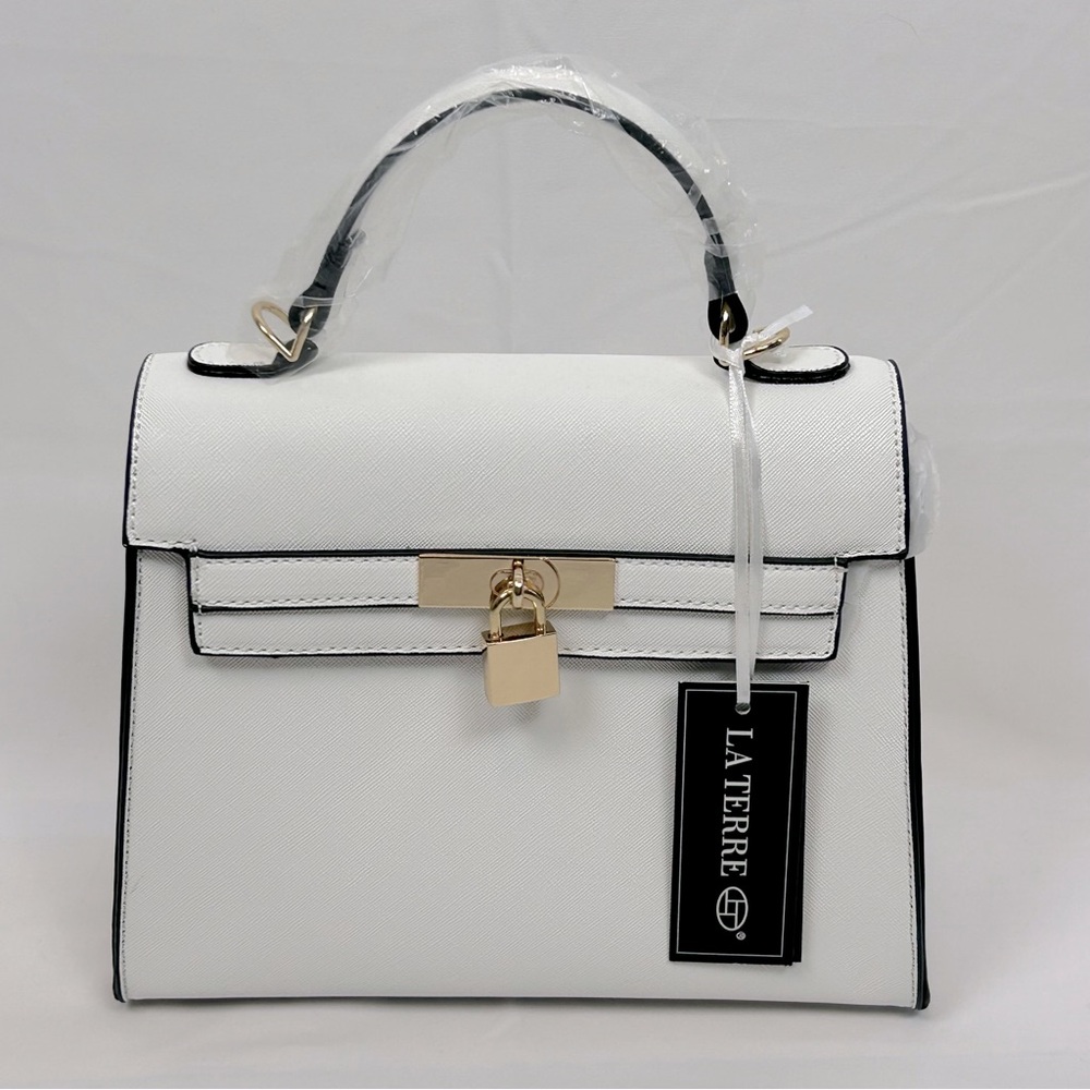 *NEW* La Terre White Vegan Leather Purse w/ Removable Crossbody Strap